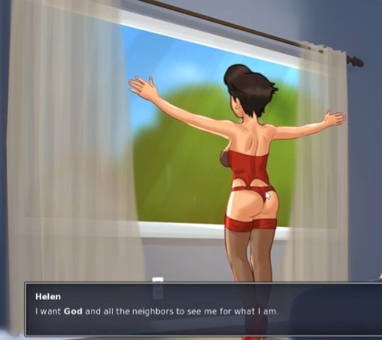 Enter Helen's Room. She is "indulging."