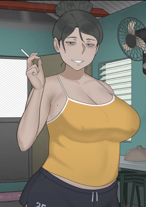 Christa in a dialogue scene from the visual novel