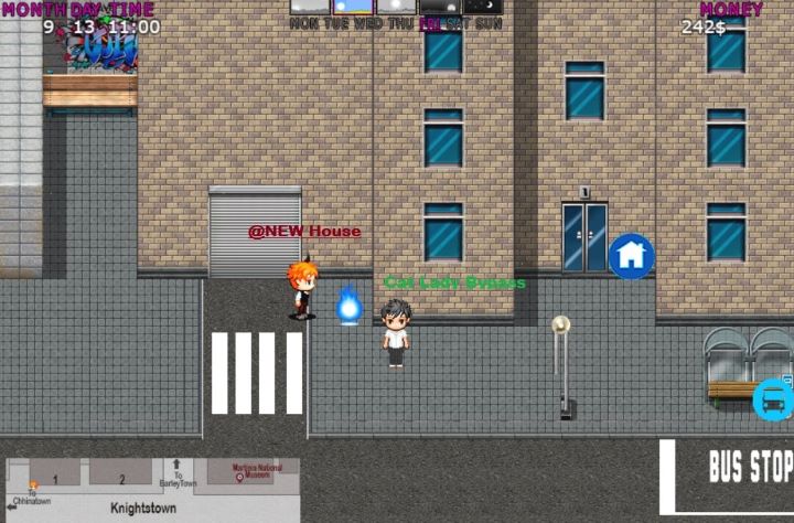 Midnight Paradise sandbox map interface showing various locations and character schedules