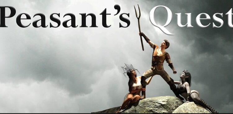 Peasant's Quest game cover featuring the farm boy protagonist and various fantasy female characters