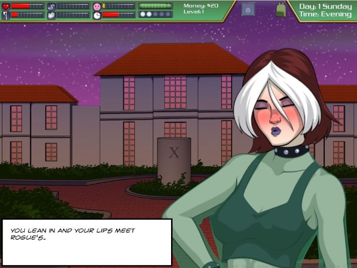 Custom layered animation system in Rogue-like Evolution showcasing Emma Frost