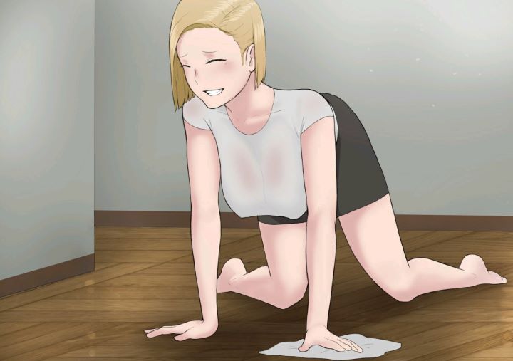 Akemi in a kitchen scene visual novel style