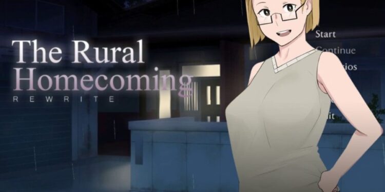 The Rural Homecoming game title screen featuring Akemi and the rural house background