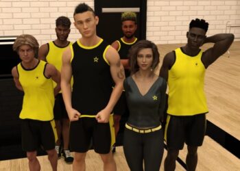 WVM game cover featuring the star basketball protagonist and the main female cast